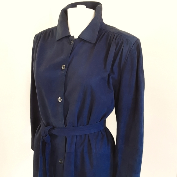 ANN TAYLOR NAVY BLUE ULTRA SOFT GENUINE SUEDE JACKET SZ M  - Vtg - Picture 2 of 9